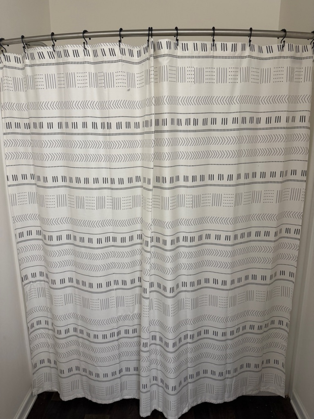 Black and White boho pattern shower curtain